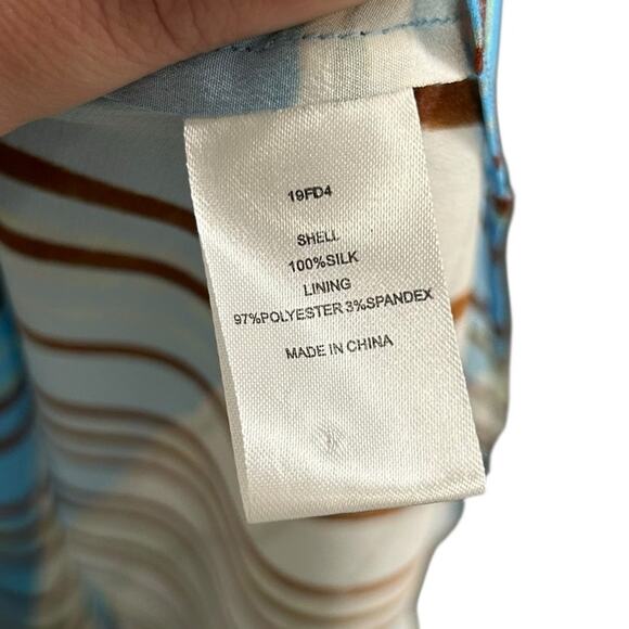Hunter Bell Blue Cream Brown Hawthorne Plaid 100% Silk Casper Dress Womens 10 - Picture 3 of 5